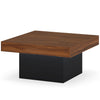 Rustic brown coffee table with a spacious surface, smart RGB LED lights, and a sleek black base for modern living rooms.