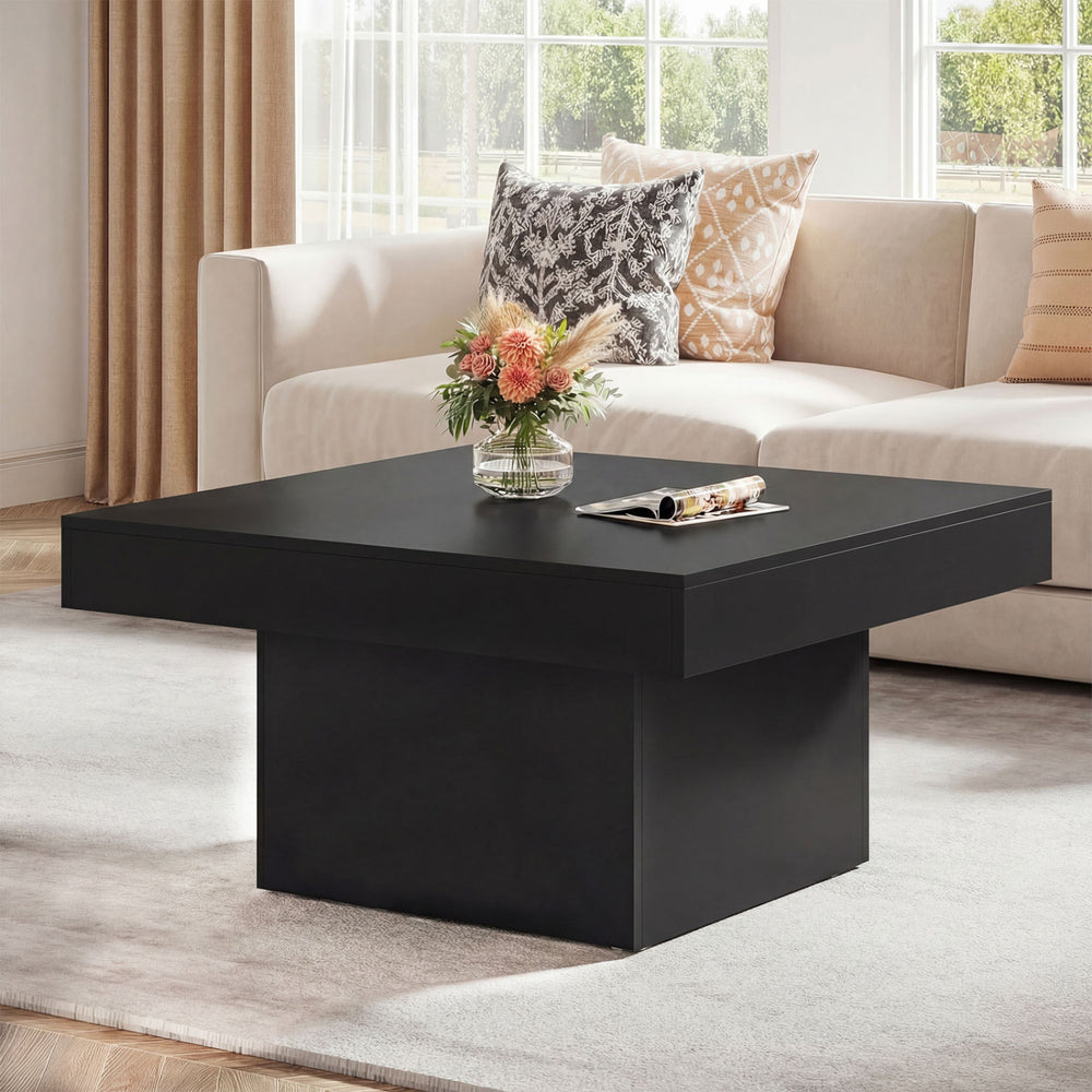 Coffee Table Accent Table with LED Lights and Dynamic Modes-Black - Gallery View 1 of 12