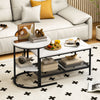 Coffee Table Set of 2 2-Tier Rectangle Coffee Table and Side End Table with Storage Shelves-White - Gallery View 1 of 11