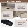 Rustic rectangle coffee table with storage, featuring a cutout handle and anti-slip feet for easy access and floor.