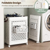 Collapsible laundry basket with a large bin and small hanging basket, foldable design for space-saving storage.