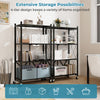 4-tier foldable storage shelf in black with lockable wheels, designed for versatile use as a plant stand or tool.