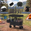 Collapsible wagon with removable canopy, detachable storage bag, and side pockets for outdoor adventures.