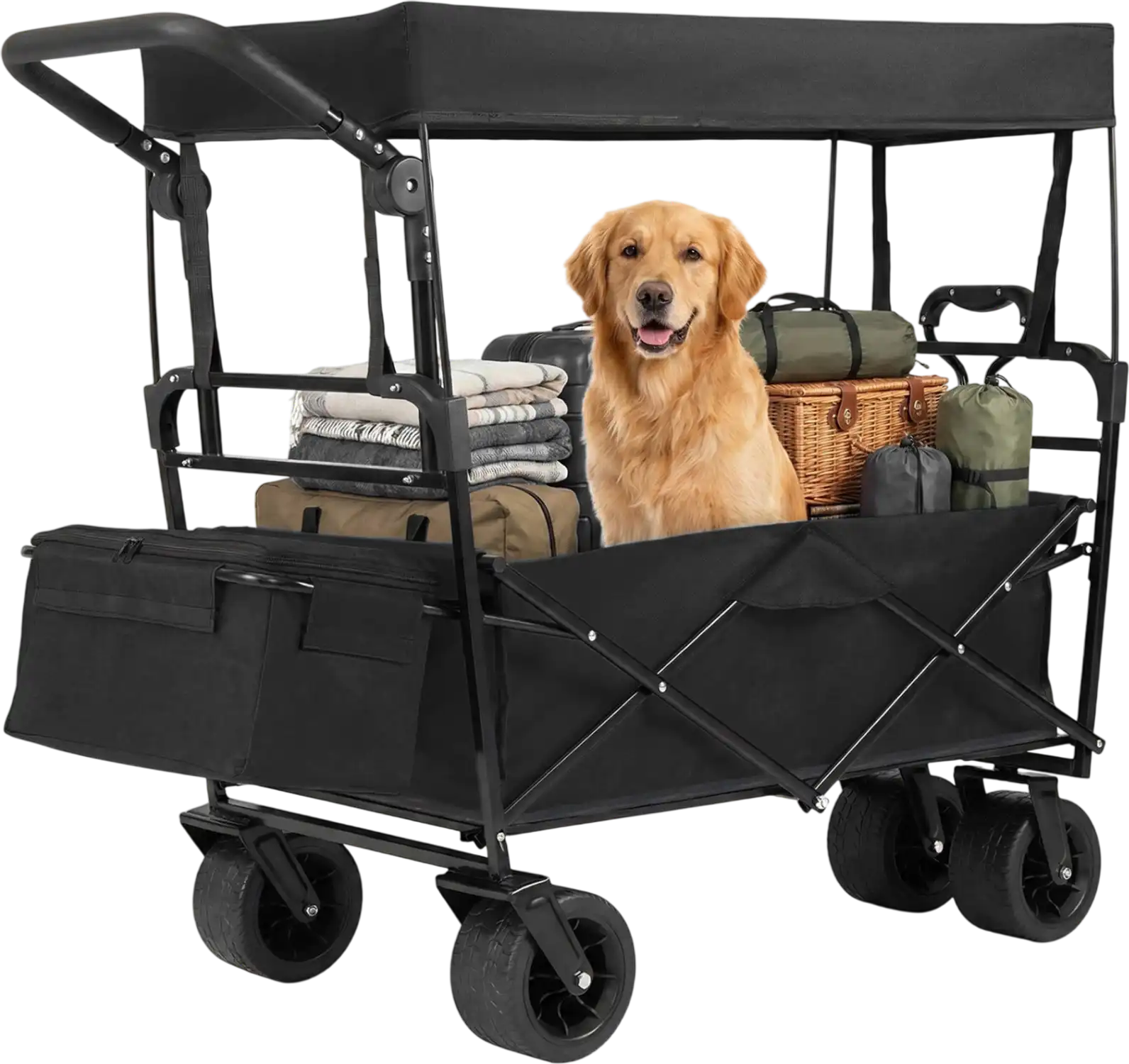 Costway Collapsible Wagon Removable Canopy Adjustable Handle 26982016 New