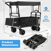 Collapsible wagon in black with removable canopy, 100L capacity, and all-terrain wheels for outdoor convenience.