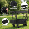 Collapsible wagon in black with removable canopy, adjustable handles, and spacious 100-liter capacity for outdoor use.