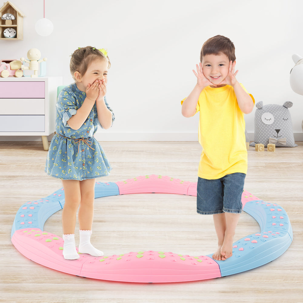 Colorful Kids Wavy Balance Beam with Textured Surface and Non-slip Foot Pads-Blue and Pink - Gallery View 1 of 10
