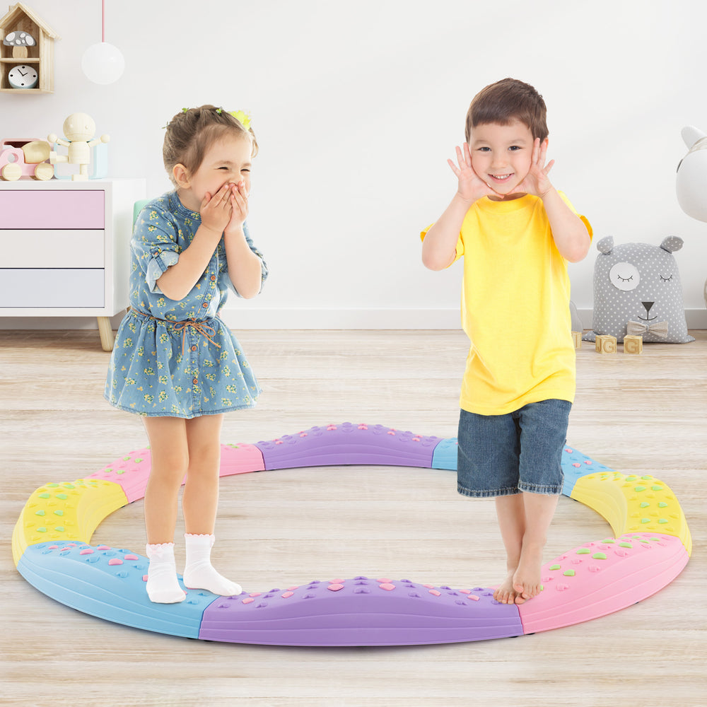 Colorful Kids Wavy Balance Beam with Textured Surface and Non-slip Foot Pads-Pink & Purple - Gallery View 1 of 10