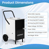 Commercial dehumidifier with heavy-duty metal floor fan, featuring dimensions 34"x21.5"x16.5" for efficient moisture.