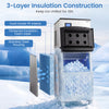 Freestanding commercial ice maker with 3-layer insulation, producing 450 lbs of ice daily, ideal for busy operations.