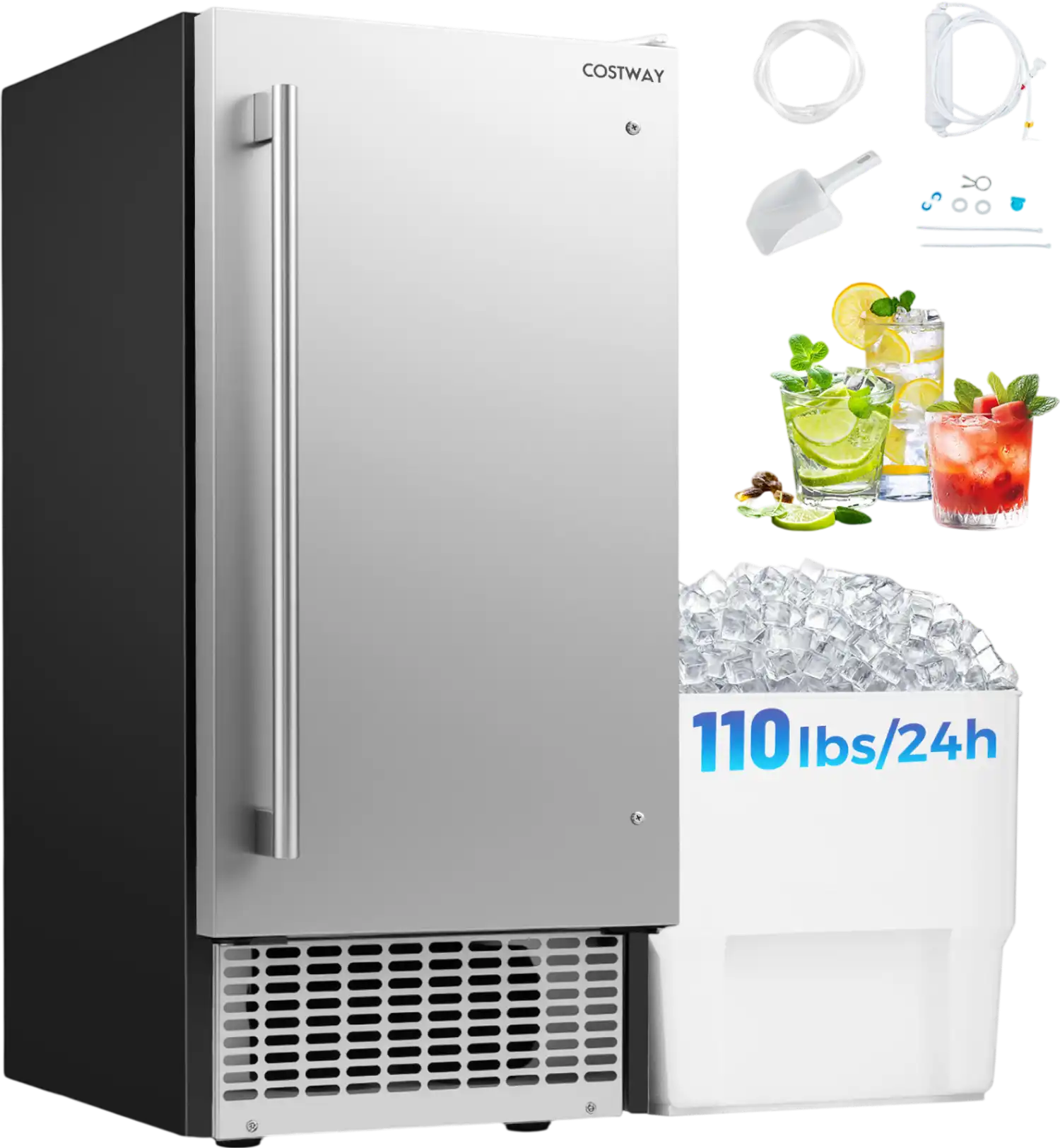 Costway Compact Commercial Ice Maker 25 lbs Storage 110 lbs/Day 32892022 New
