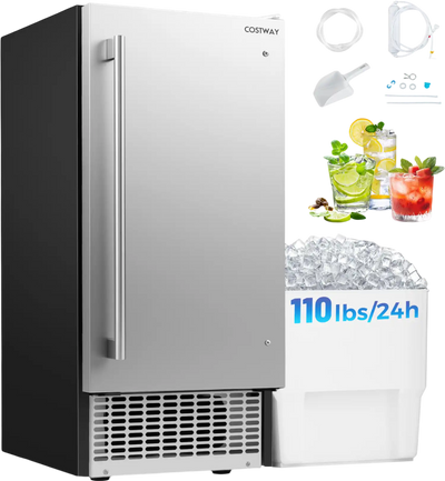 Costway Compact Commercial Ice Maker 25 lbs Storage 110 lbs/Day 32892022 New