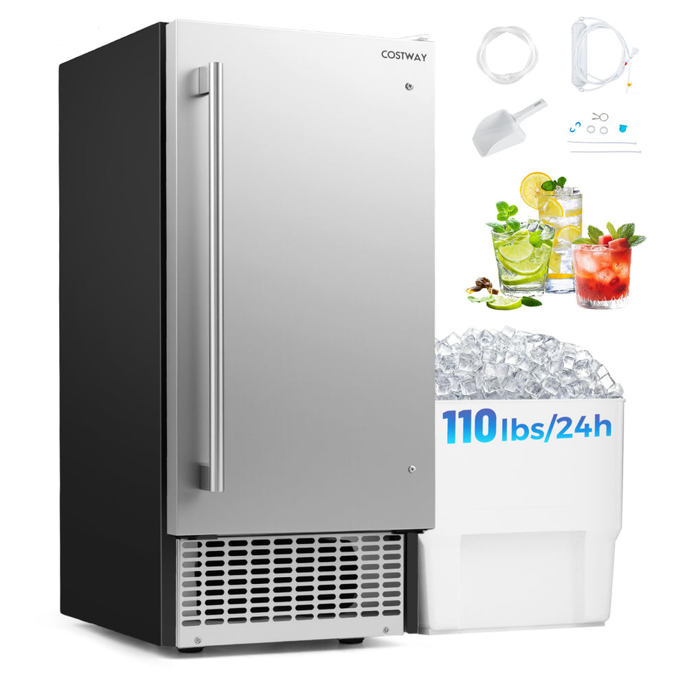 Commercial Ice Maker 110 lbs/24H Undercounter Ice Machine with 25 lbs Storage Capacity - Gallery View 1 of 11