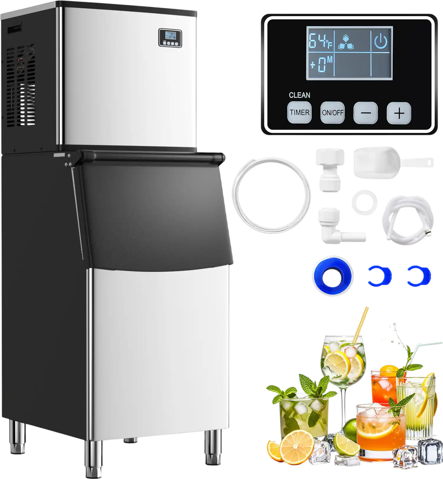Costway Commercial Ice Maker Machine 418 lbs/24H 200 lbs Bin 859376142 New