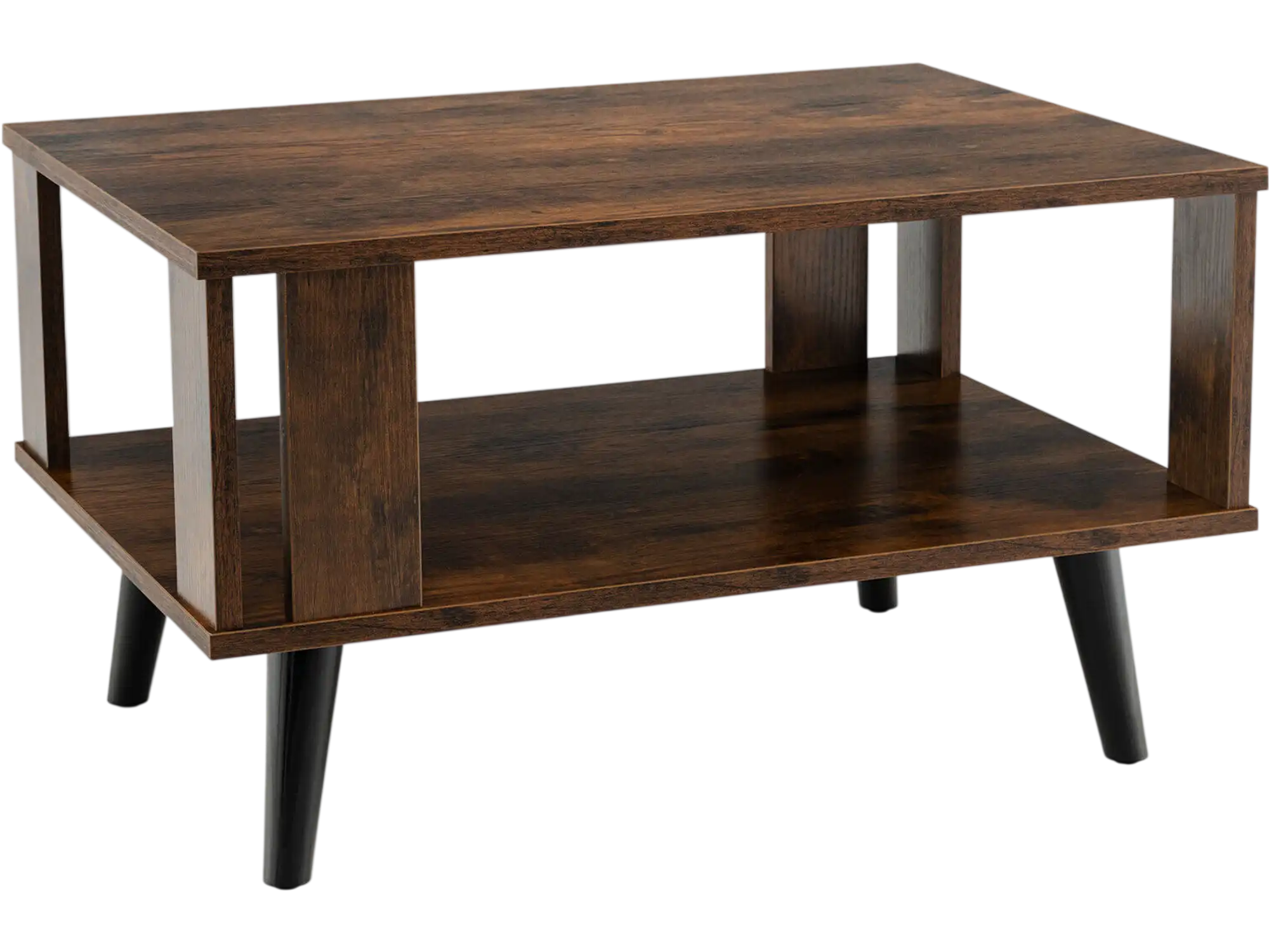 Costway Retro Mid-Century Coffee Table w/ Open Shelf Storage 12854637 New