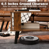 Compact retro mid-century coffee table in rustic brown with open shelf, ideal for living rooms and easy cleaning.