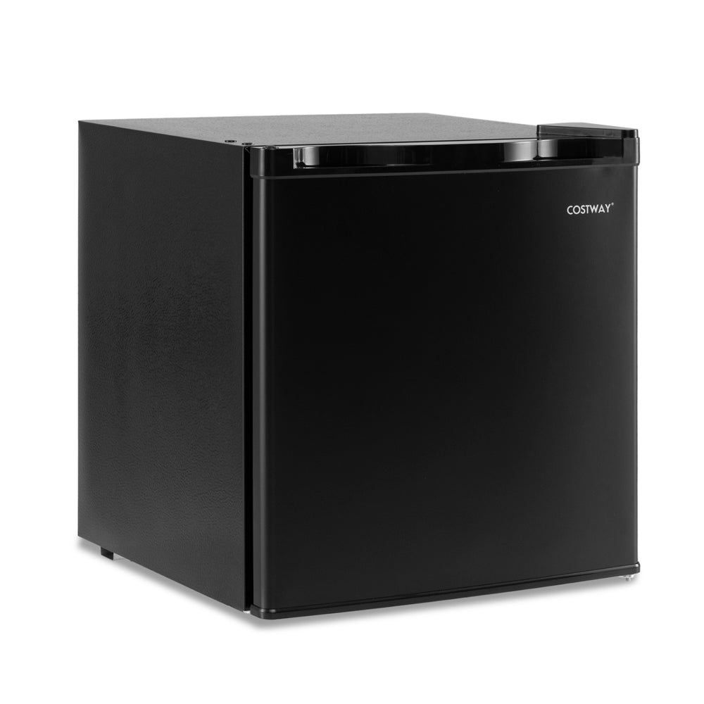 Compact black mini fridge with adjustable thermostat, dedicated freezer section, and whisper-quiet operation for.