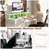Compact office desk with removable monitor shelf, built-in power strip, and dual-use drawer for versatile workspace.