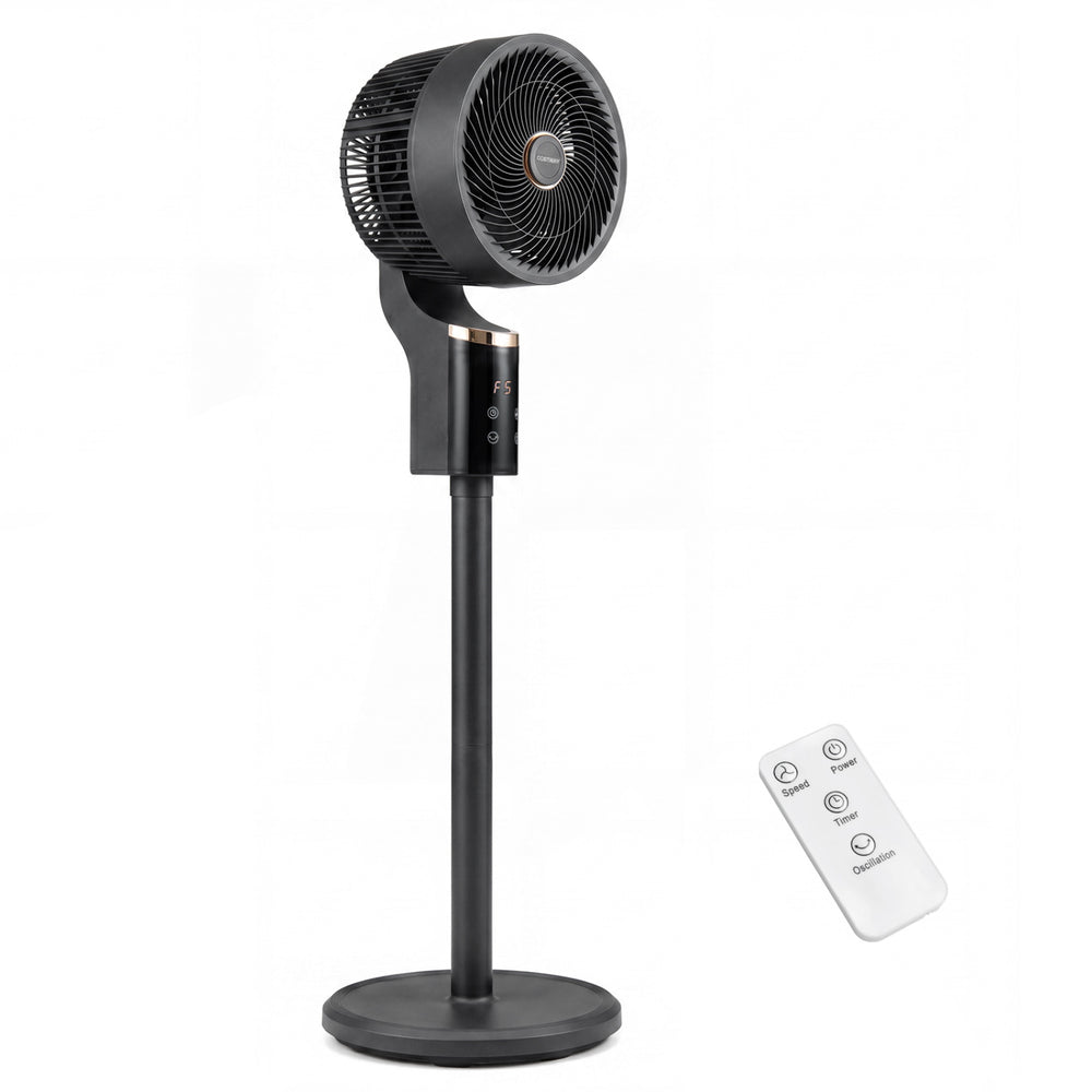 Compact Oscillating Standing Fan with 70° Oscillation and 90° Tilt for Home Office-Black - Gallery View 1 of 10