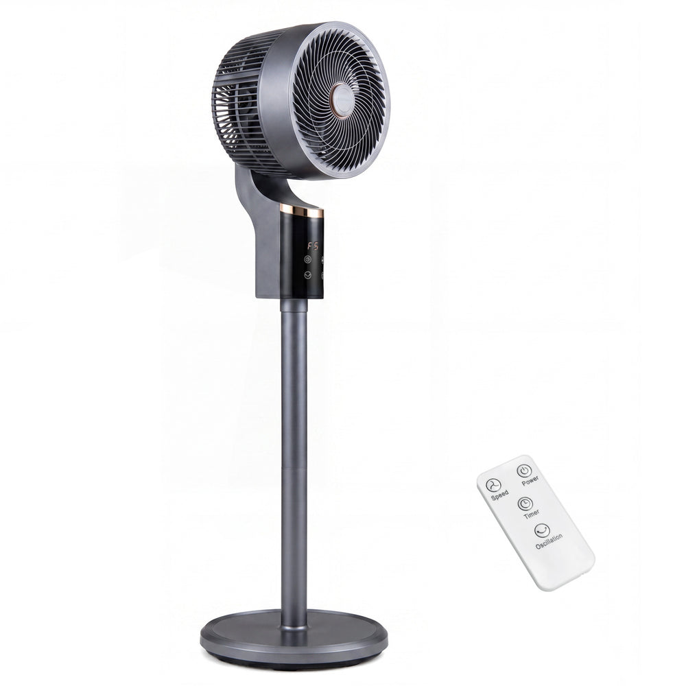 Compact Oscillating Standing Fan with 70° Oscillation and 90° Tilt for Home Office-Gray - Gallery View 1 of 10