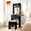 Compact Vanity Desk Set with 3-Color Lighted Mirror and Power Outlets-Black - Gallery View 1 of 10