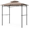 BBQ station featuring an 8x5 FT waterproof grill gazebo with adjustable chimney and ample storage for tools and charcoal.