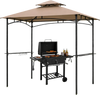 Complete BBQ station featuring an 8x5 FT waterproof grill gazebo, charcoal grill, and ample storage for outdoor cooking.