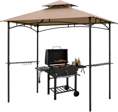Costway Complete BBQ Station 8x5' Waterproof Grill Gazebo Outdoor Charcoal Grill 12633730 New