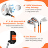 Complete golf club set for children age 11-13, featuring 165CC aluminum alloy fairway wood and lightweight stand bag.