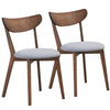 Curved back dining chairs with wooden frames and fabric seats, part of a modern 5-piece dining set for stylish comfort.
