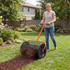 Compost Spreader 24 Inch Peat Moss Spreader Roller with Height-adjustable T-shape Handle-Orange - Gallery View 1 of 10