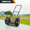 24” peat moss spreader with U-shape handle, showcasing product dimensions for efficient compost spreading.