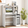 Home Office Computer Desk with Bookcase Keyboard Tray and CPU Stand-White - Gallery View 1 of 10
