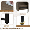 Close-up of the oak computer desk's easy-to-clean surface and smooth metal drawer slides for efficient storage.