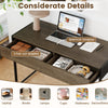 Computer desk with spacious oak tabletop and 2 pull-out drawers, ideal for home office organization and stability.