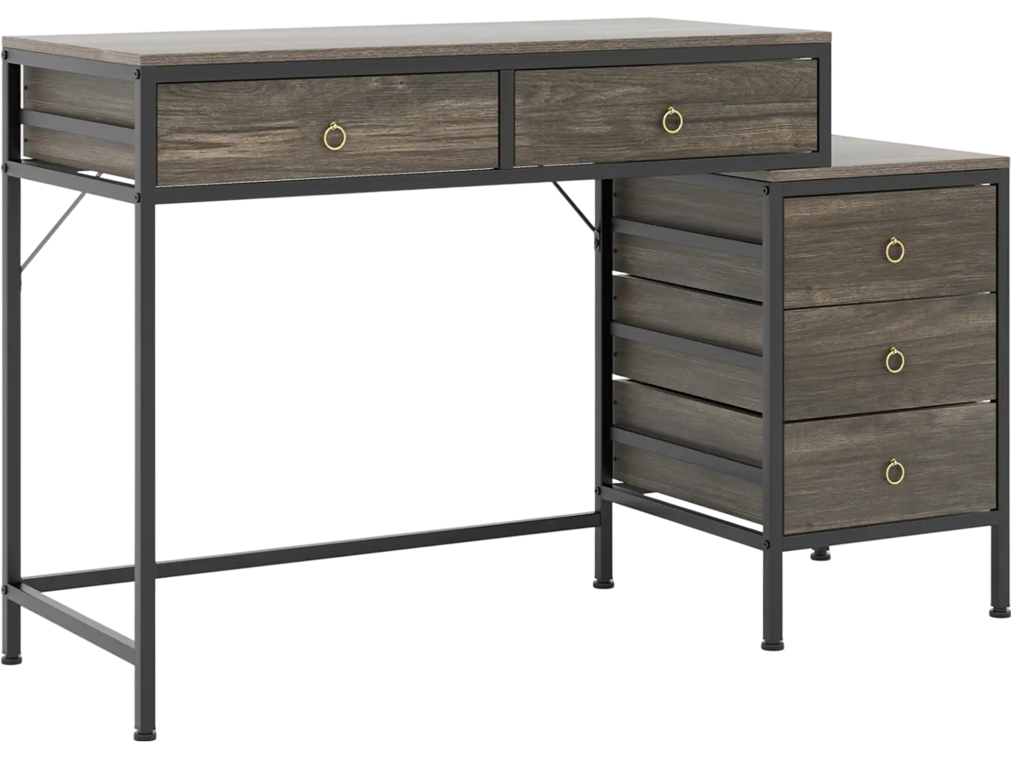 Costway Computer Desk Home Office Desk w/ 5 Drawers Side File Cabinet 52397509 New