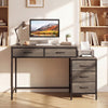 Computer Desk with 5 Drawers and Printer Stand for Bedroom and Small Spaces-Oak - Gallery View 1 of 11