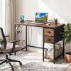 Computer Desk with Charging Station and 2 Fabric Drawers for Small Spaces-Rustic Brown - Gallery View 1 of 11