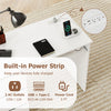 Computer desk with built-in power outlet, featuring 2 AC outlets and USB ports for convenient charging in white finish.