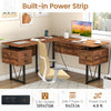 Costway L-Shaped Computer Desk with Storage Drawers and Power Outlets New