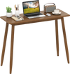 Walnut computer desk with rubber wood legs features a spacious tabletop, ideal for studying, gaming, or dining.