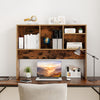 Computer Desktop Bookcase with 4 Cubbies and Open Back Compartment-Coffee - Gallery View 1 of 10