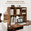 Computer desktop bookcase in coffee finish with 4 cubbies and anti-tipping device for enhanced stability and safety.