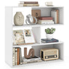 Concave white bookshelf with 3 open shelves, geometric design, and anti-toppling device for versatile home storage.