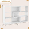 Concave and convex white bookshelf with three open shelves, ideal for living room storage and display.