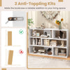 Concave and convex bookshelf set in white featuring three open shelves and an anti-toppling device for added stability.
