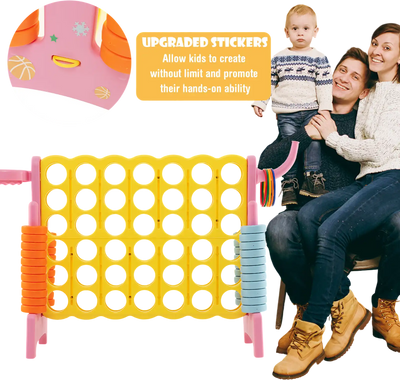 Costway 4-in-a-Row Connect Game w/ Basketball Hoop & Toss Ring Pink 36275914 New