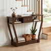Console Hall Table with Storage Drawer and Shelf-Walnut - Gallery View 1 of 10