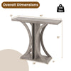 Rectangular gray console table with geometric frame, measuring 39.5 inches, ideal for entryways and small spaces.