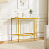 Console Table 44-Inch Entryway Table with Faux Marble Tabletop and Heavy-Duty Metal Frame-White - Gallery View 1 of 9
